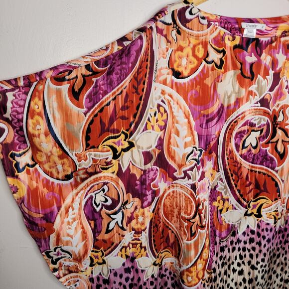 Chicos Womens Batwing Loose Boho Top Size Large XL Colorful Flowy Animal Print - Picture 4 of 9